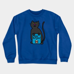 Cute Cat with Birthday Greetings Crewneck Sweatshirt